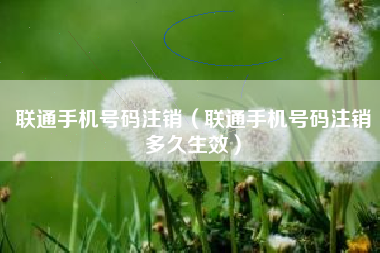 联通手机号码注销(联通手机号码注销多久生效)